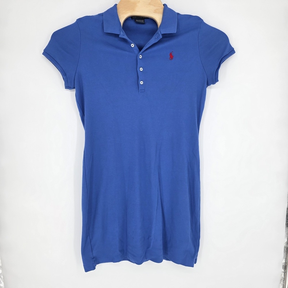 Ralph Lauren Sport‎ Polo Shirt Dress Womens Large Blue Pony Short Sleeve Preppy